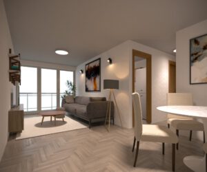 Render interior residencial Trébol Sagunto.